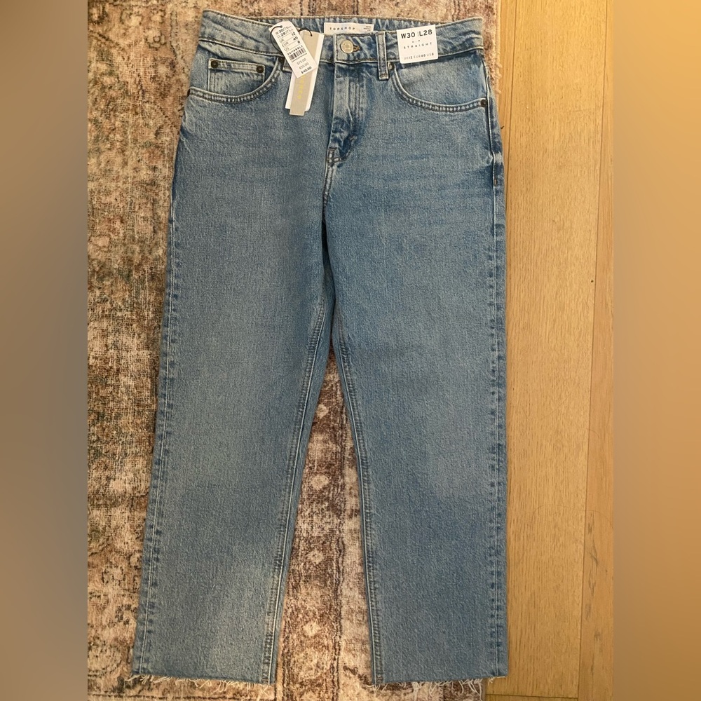 NWT! Topshop *Petite* High Waisted Straight Leg Jeans